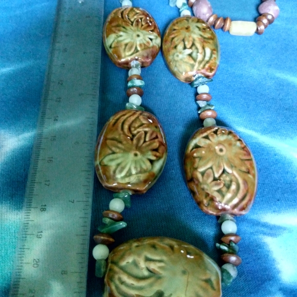 Handmade Ceramic Sunflower Jewelry set - Picture 3 of 6